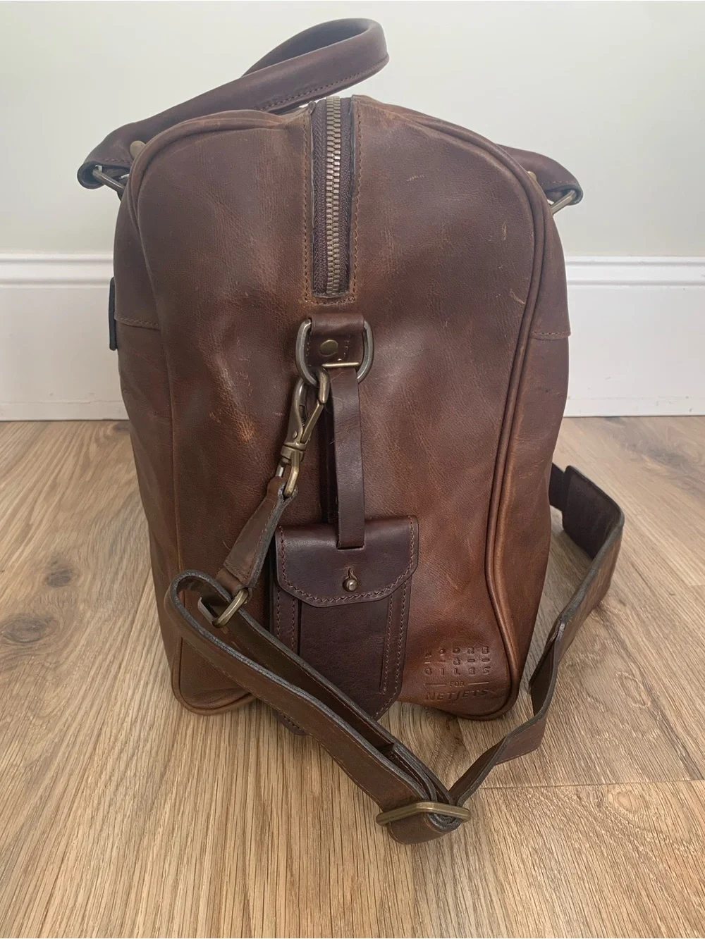 Moore & Giles for NetJets Booker Cabin Brown Leather Duffle Bag Carry On